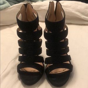 Black rhinestone strap oh heels
